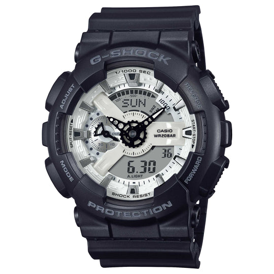 Casio G-Shock GA-110 Lineup Black and Brilliant White Series Watch GA110WD-1A GA-110WD-1A