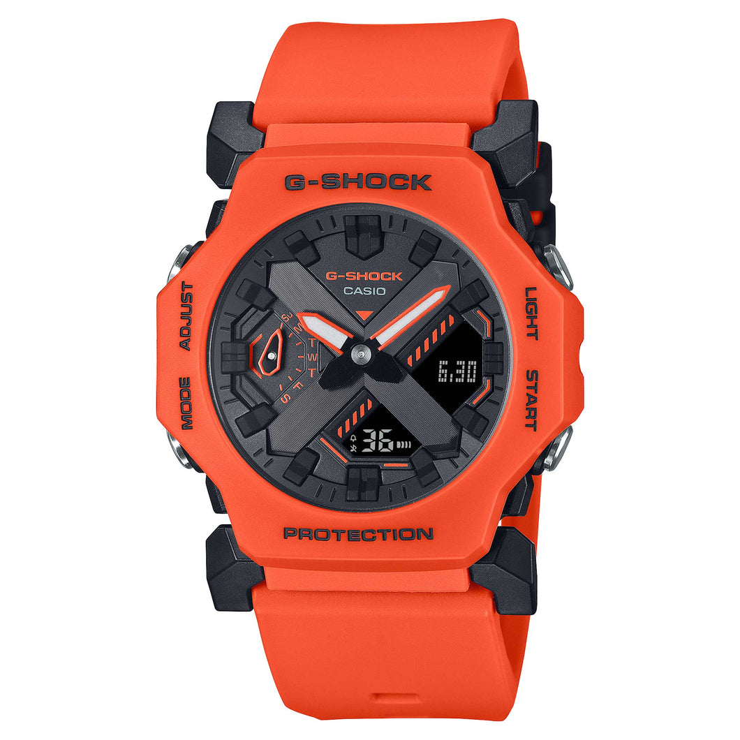 Casio G-Shock GA-2300 Lineup Functional Logo Series Bio-Based Orange Resin Band Watch GA2300FL-4A GA-2300FL-4A