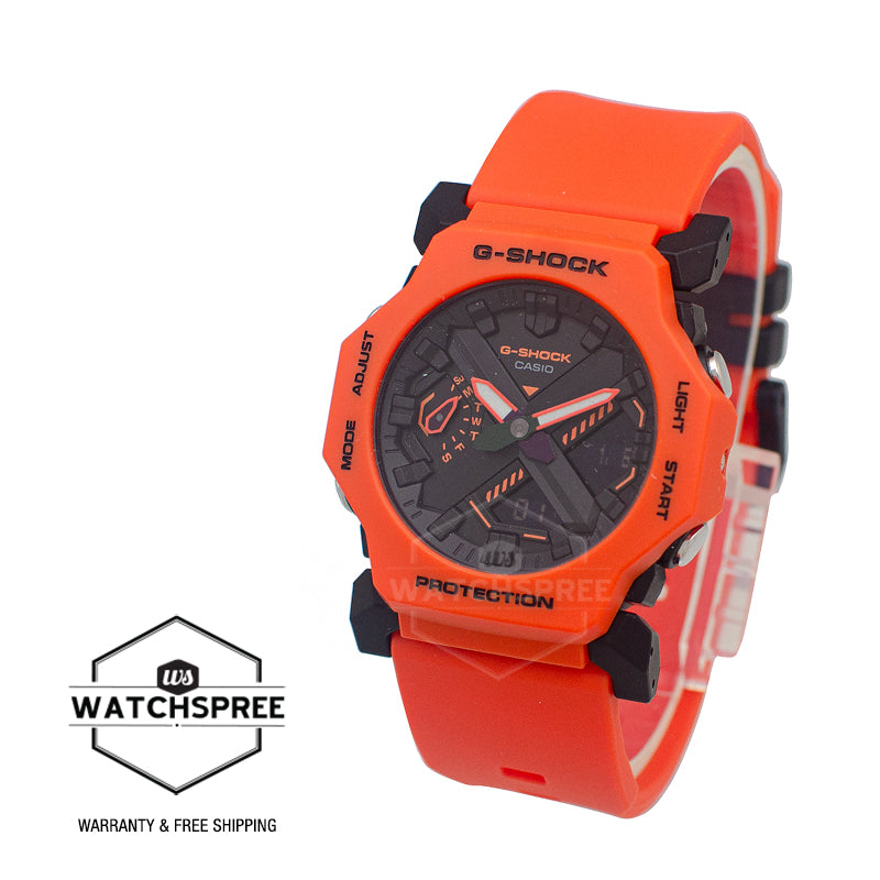 Casio G-Shock GA-2300 Lineup Functional Logo Series Bio-Based Orange Resin Band Watch GA2300FL-4A GA-2300FL-4A