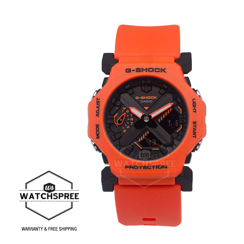 Casio G-Shock GA-2300 Lineup Functional Logo Series Bio-Based Orange Resin Band Watch GA2300FL-4A GA-2300FL-4A