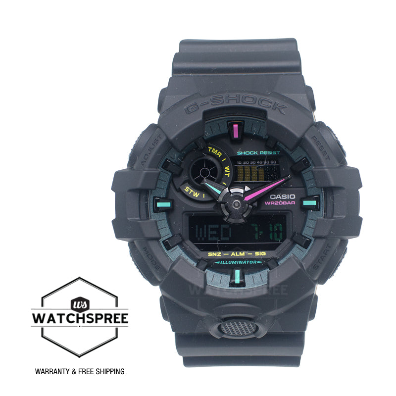 Casio G-Shock GA-700 Lineup Multi Fluorescent Accents Series Bio-Based Watch GA700MF-1A GA-700MF-1A