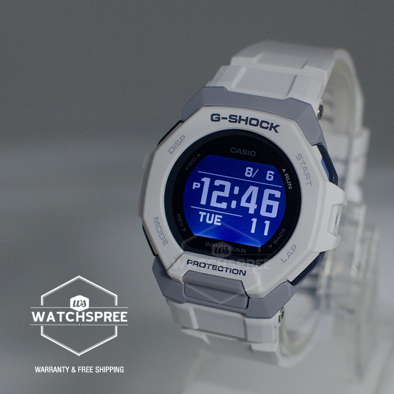 Casio G-Shock GBD-300 Lineup Sports Oriented G-SQUAD Bluetooth€???ä Bio-Based White Resin Band Watch GBD300-7D GBD-300-7D GBD-300-7