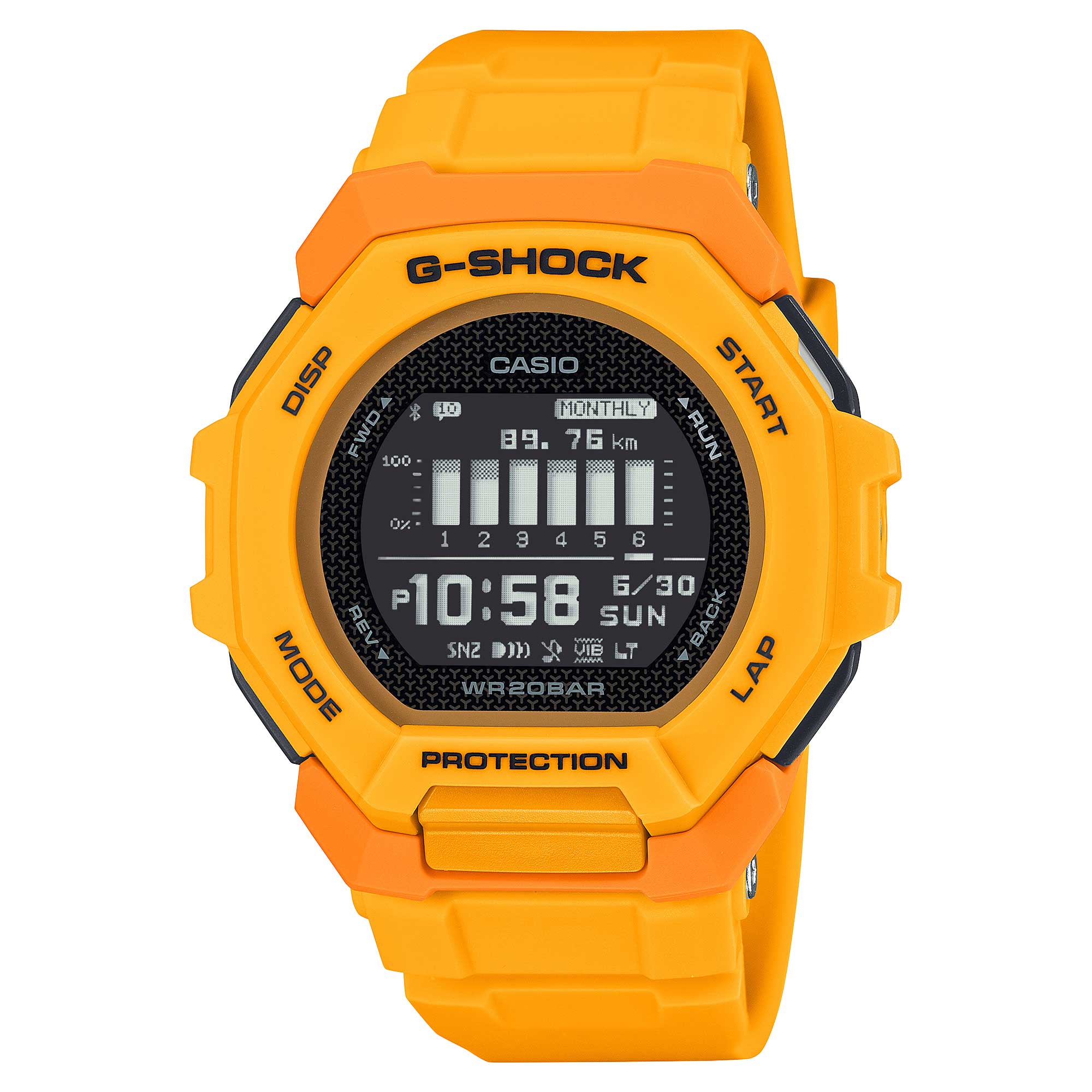 Casio G-Shock GBD-300 Lineup Sports Oriented G-SQUAD BluetoothÇú Bio-Based Yellow Resin Band Watch GBD300-9D GBD-300-9D GBD-300-9