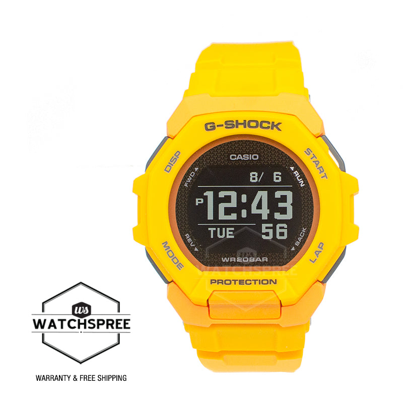 Casio G-Shock GBD-300 Lineup Sports Oriented G-SQUAD Bluetooth¶© Bio-Based Yellow Resin Band Watch GBD300-9D GBD-300-9D GBD-300-9