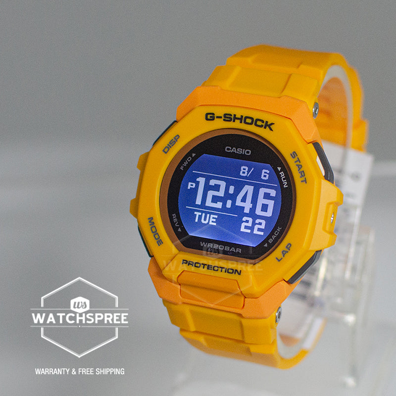 Casio G-Shock GBD-300 Lineup Sports Oriented G-SQUAD Bluetooth¶© Bio-Based Yellow Resin Band Watch GBD300-9D GBD-300-9D GBD-300-9