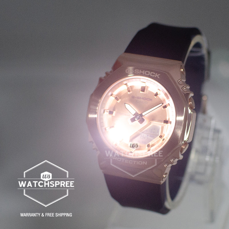 Casio G-Shock for Ladies' Metal-Clad Octagonal Pink Gold Series Watch GMS2110PG-1A4 GM-S2110PG-1A4