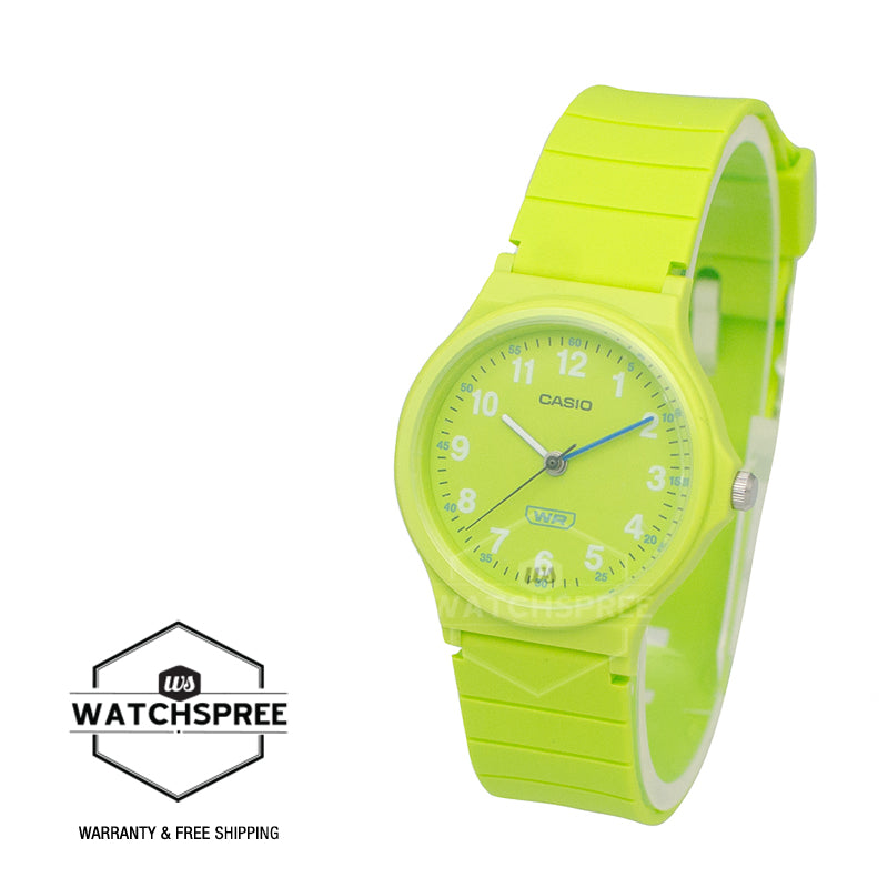 Casio Pop Series Classic Analog Bio-Based Lime Green Resin Band Watch LQ24B-3B LQ-24B-3B