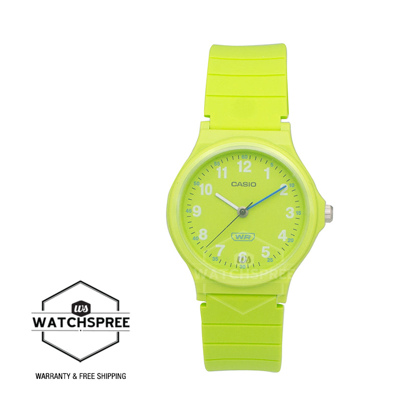 Casio Pop Series Classic Analog Bio-Based Lime Green Resin Band Watch LQ24B-3B LQ-24B-3B