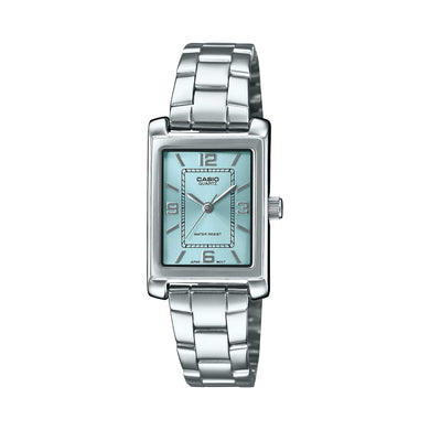 Casio Ladies' Analog Rectangular Dial Stainless Steel Band Watch LTP1234DD-2A LTP-1234DD-2A