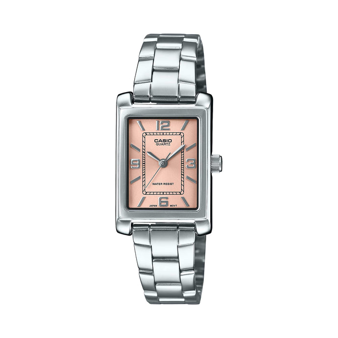 Casio Ladies' Analog Rectangular Dial Stainless Steel Band Watch LTP1234DD-4A LTP-1234DD-4A