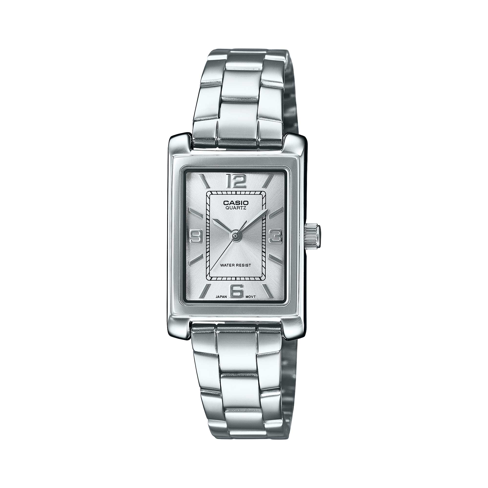 Casio Ladies' Analog Rectangular Dial Stainless Steel Band Watch LTP1234DD-7A LTP-1234DD-7A