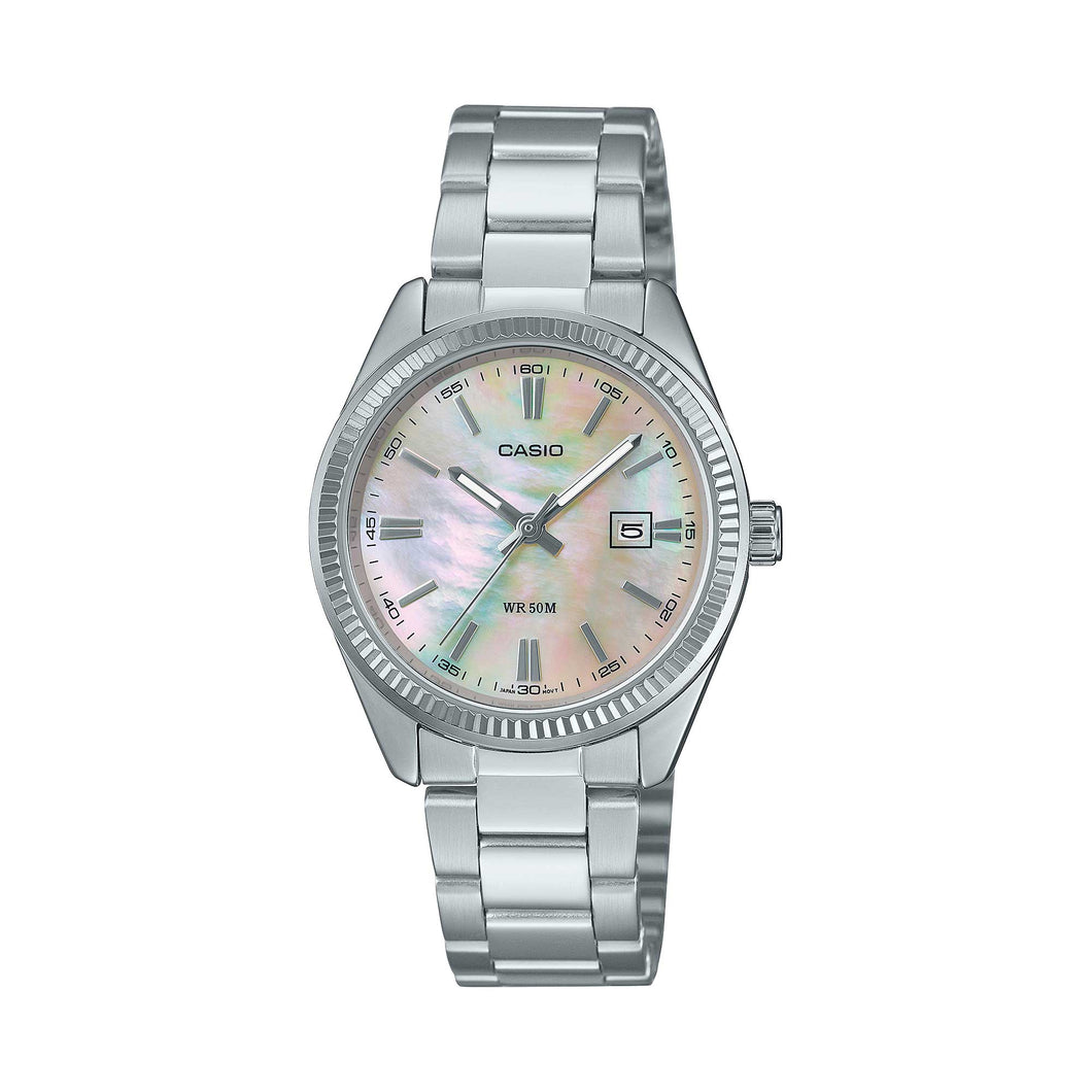 Casio Ladies' Analog Mother of Pearl Dial Stainless Steel Band Watch LTP1302DS-4A LTP-1302DS-4A