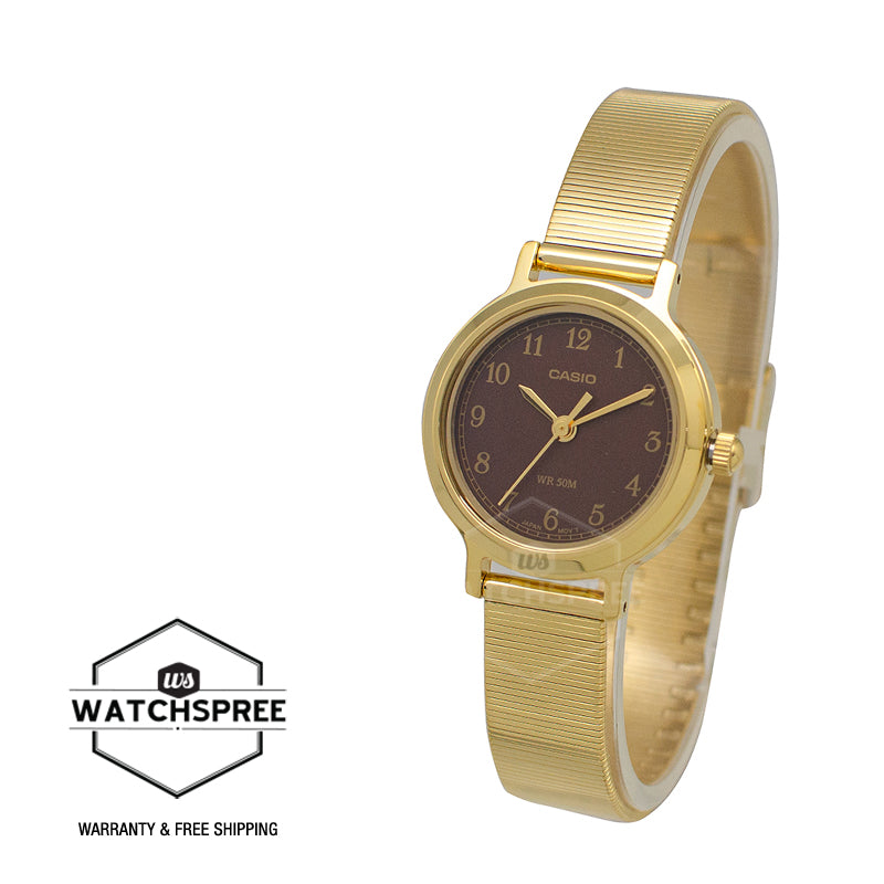 Casio Ladies' Analog Gold Ion Plated Stainless Steel Band Watch LTPB170G-5B LTP-B170G-5B