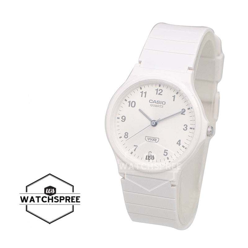 Casio Pop Series Classic Analog Bio-Based White Resin Band Watch MQ24B-7B MQ-24B-7B