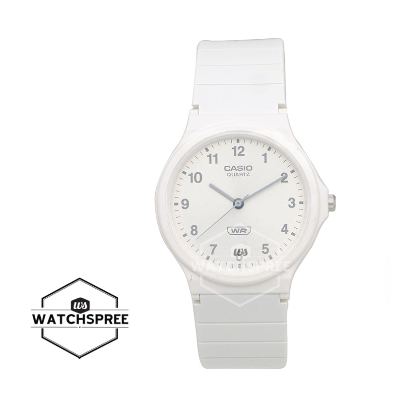 Casio Pop Series Classic Analog Bio-Based White Resin Band Watch MQ24B-7B MQ-24B-7B