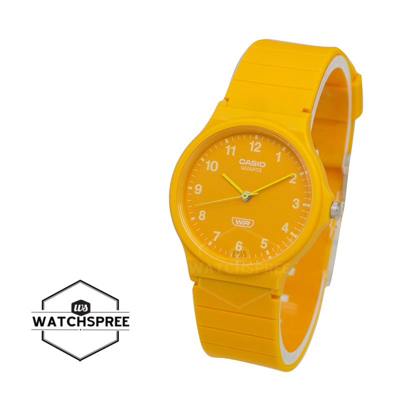 Casio Pop Series Classic Analog Bio-Based Yellow Resin Band Watch MQ24B-9B MQ-24B-9B