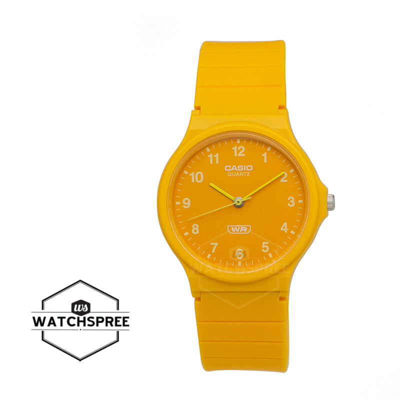 Casio Pop Series Classic Analog Bio-Based Yellow Resin Band Watch MQ24B-9B MQ-24B-9B