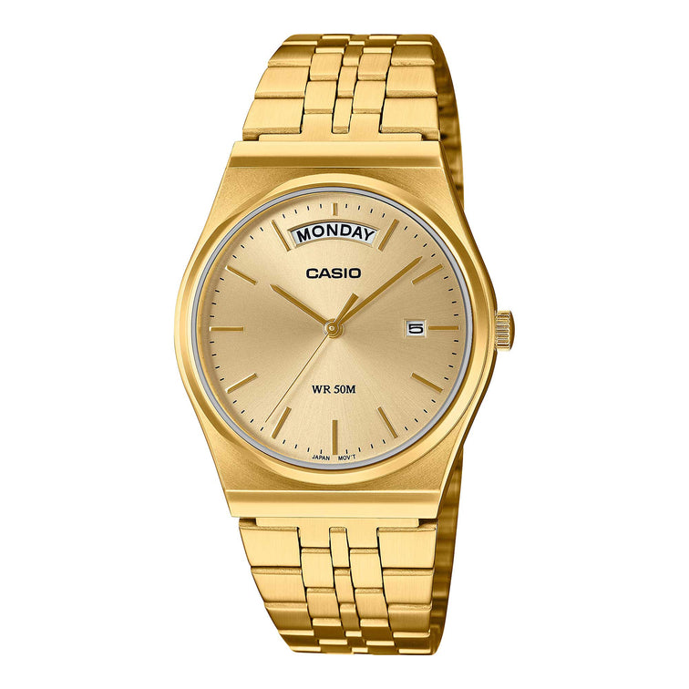 Casio Men's Analog Gold Ion Plated Stainless Steel Band Watch MTPB146G-9A MTP-B146G-9A