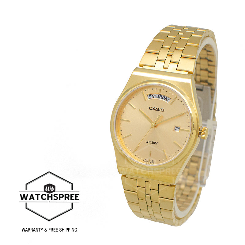 Casio Men's Analog Gold Ion Plated Stainless Steel Band Watch MTPB146G-9A MTP-B146G-9A