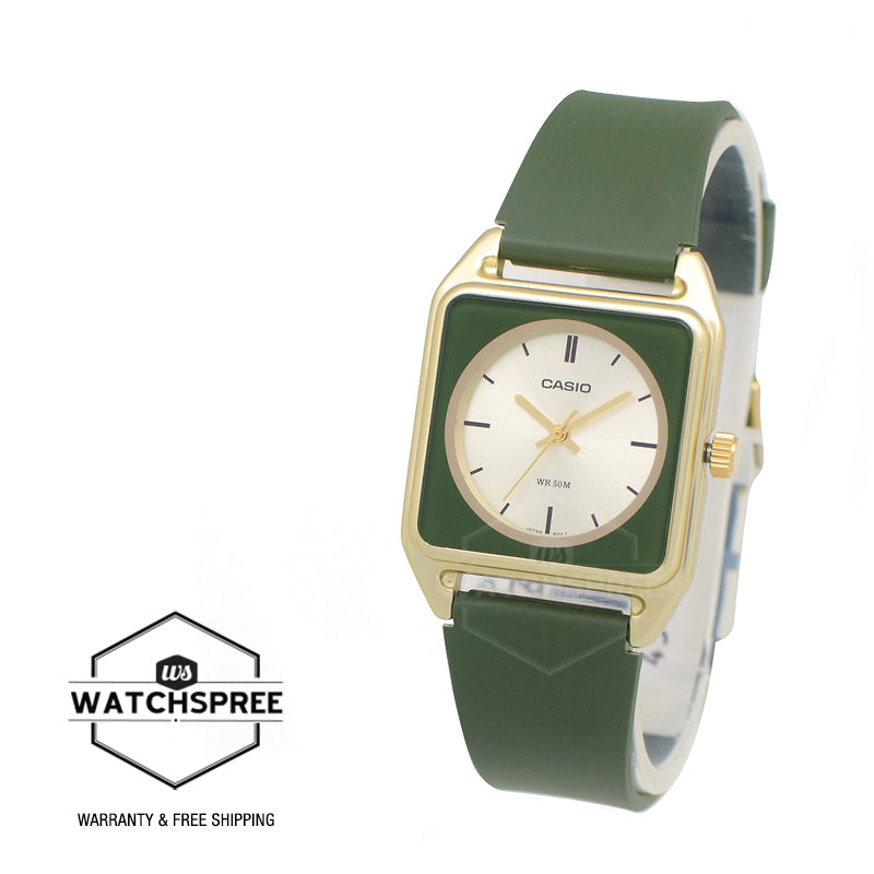 Casio Analog Square Dial Green Resin Band Watch MTPB170-3E MTP-B170-3E