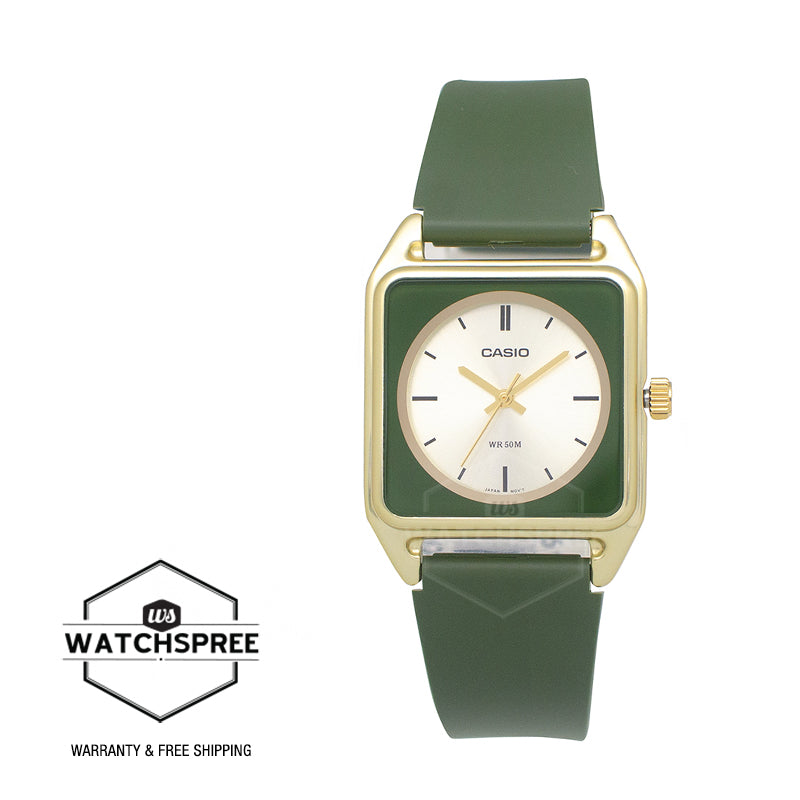 Casio Analog Square Dial Green Resin Band Watch MTPB170-3E MTP-B170-3E