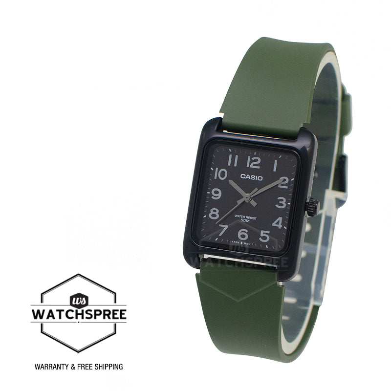 Casio Analog Square Dial Green Resin Band Watch MTPB175-3B MTP-B175-3B