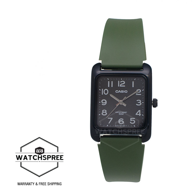 Casio Analog Square Dial Green Resin Band Watch MTPB175-3B MTP-B175-3B