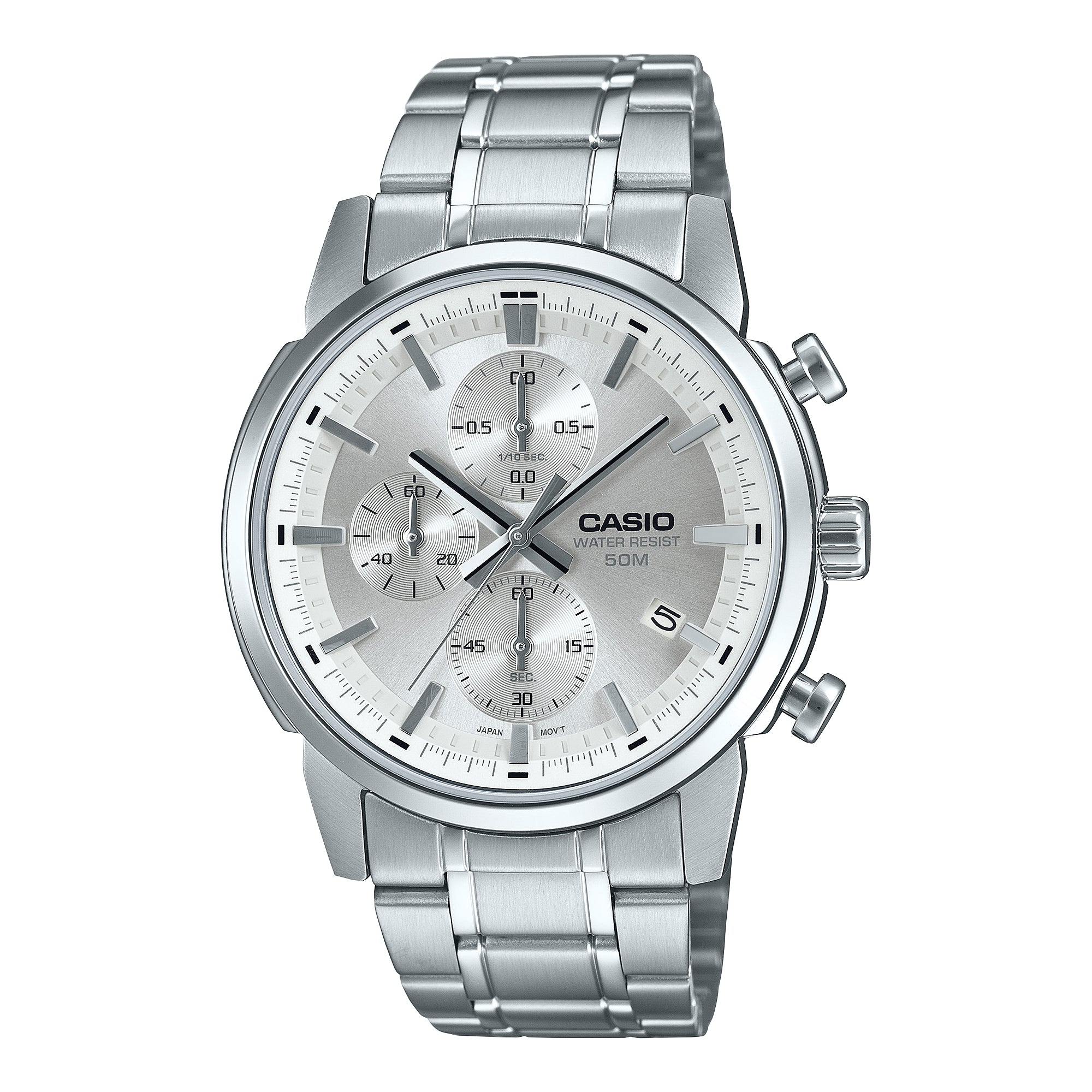 Casio Men's Analog Sporty Chronograph Stainless Steel Band Watch MTPE510D-7A MTP-E510D-7A