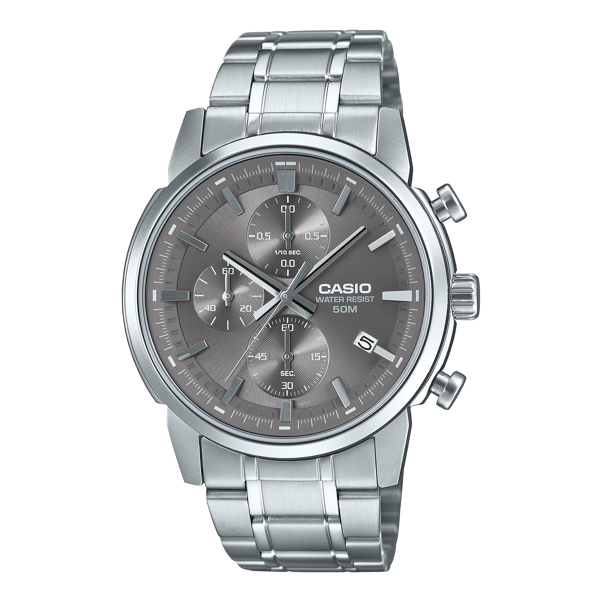 Casio Men's Analog Sporty Chronograph Stainless Steel Band Watch MTPE510D-8A MTP-E510D-8A