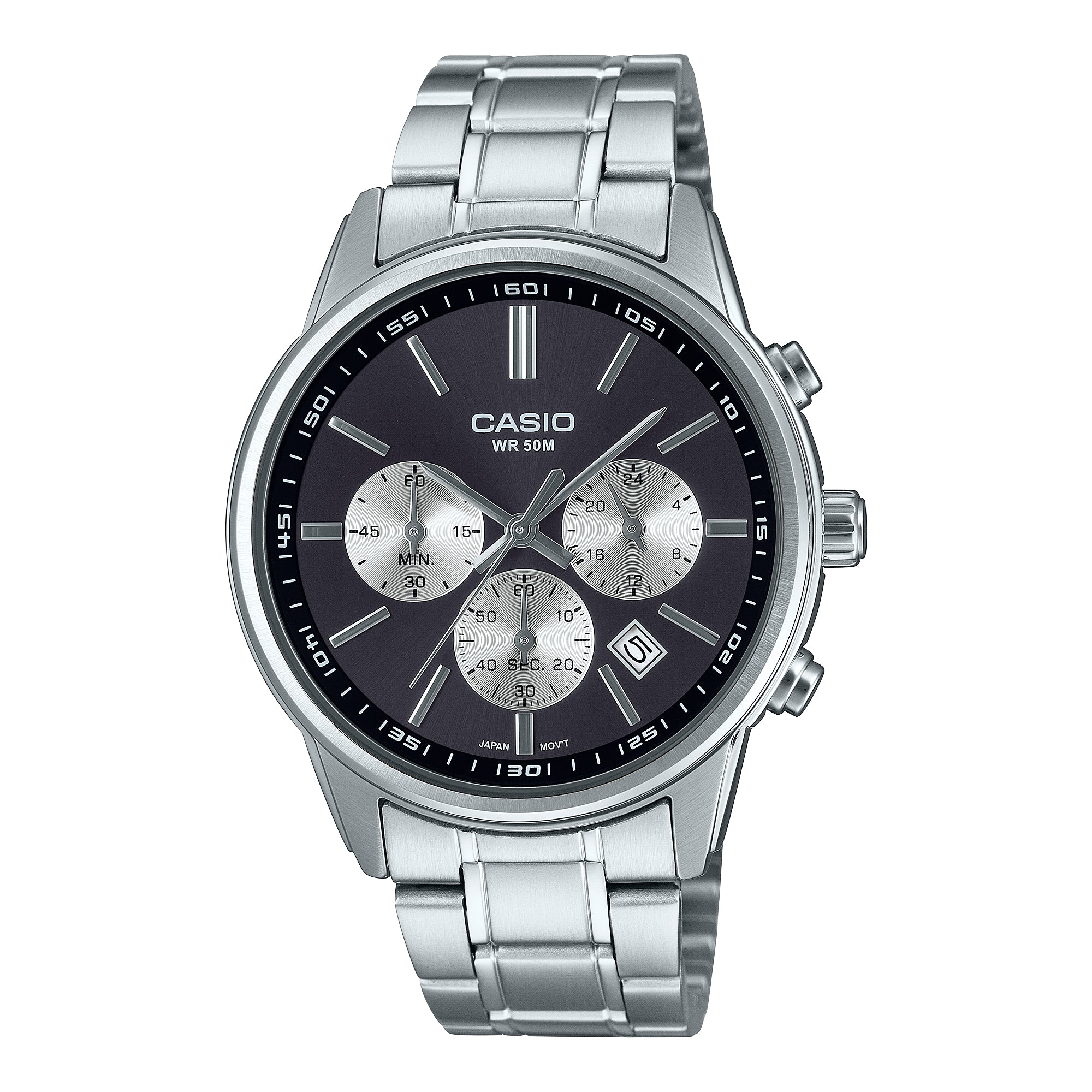 Casio Men's Analog Sporty Chronograph Stainless Steel Band Watch MTPE515D-1A MTP-E515D-1A