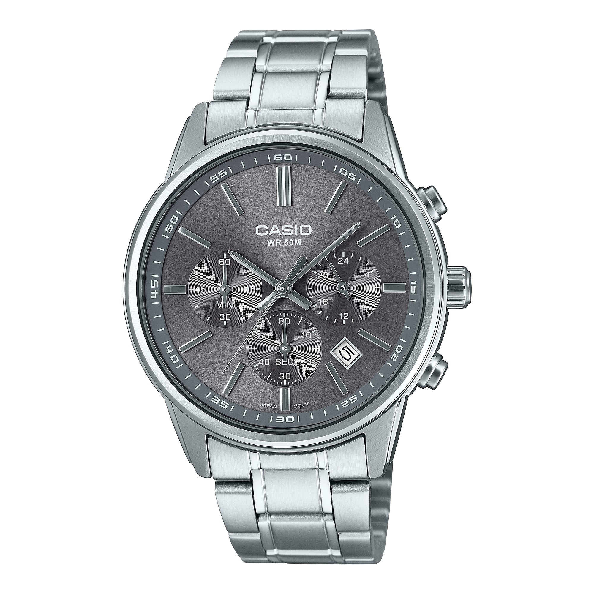 Casio Men's Analog Sporty Chronograph Stainless Steel Band Watch MTPE515D-8A MTP-E515D-8A