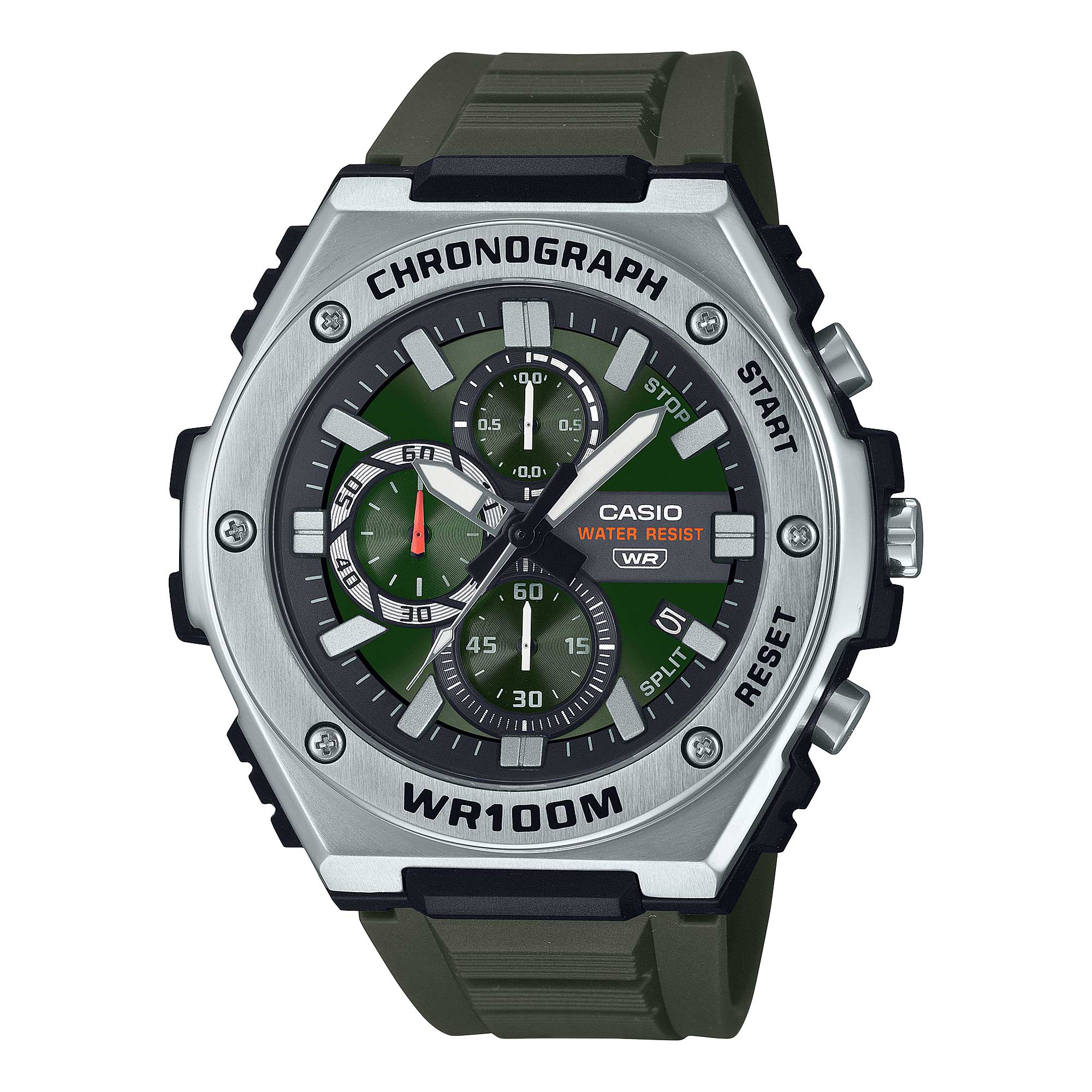 Casio Sporty Chronograph Olive Green Resin Band Watch MWA300H-3A MWA-300H-3A