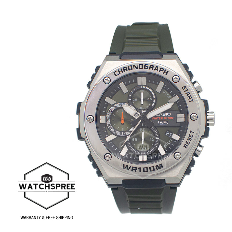 Casio Sporty Chronograph Olive Green Resin Band Watch MWA300H-3A MWA-300H-3A