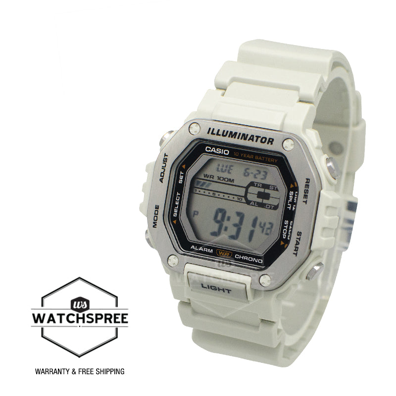 Casio Digital Dual Time Light Grey Resin Band Watch MWD110H-8A MWD-110H-8A