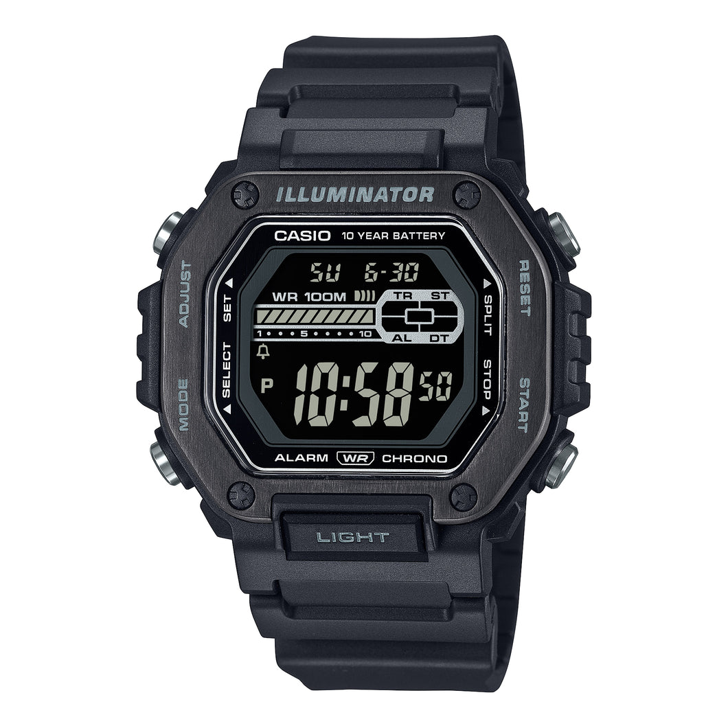 Casio Digital Dual Time Black Resin Band Watch MWD110HB-1B MWD-110HB-1B