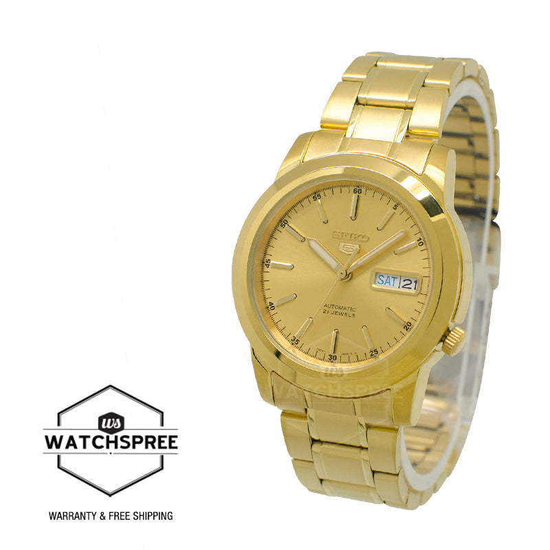 Seiko 5 Automatic Gold-Tone Stainless Steel Band Watch SNKE56K1