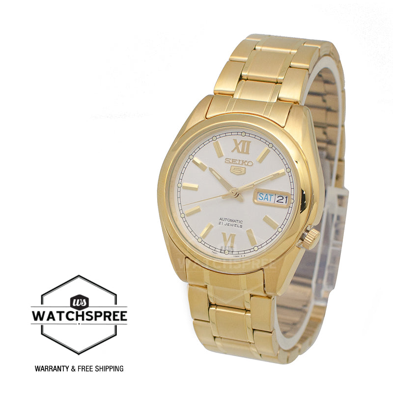 Seiko 5 Automatic Gold-Tone Stainless Steel Band Watch SNKL58K1