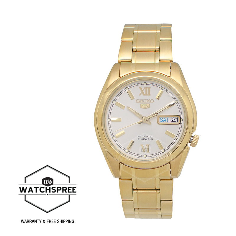 Seiko 5 Automatic Gold-Tone Stainless Steel Band Watch SNKL58K1