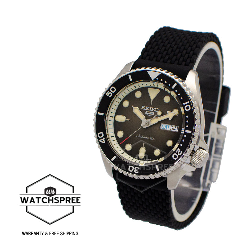 Seiko 5 Sports Automatic Black Silicon Strap Watch SRPD73K2| Watchspree