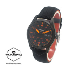 Load image into Gallery viewer, Seiko 5 Sports Automatic Black and Orange Nylon Strap Watch SRPH33K1
