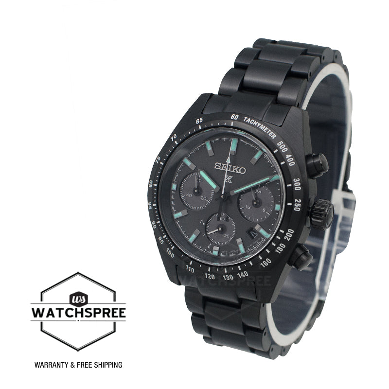 Seiko Prospex Solar Chronograph Speedtimer The Black Series Black Stainless Steel Band Watch SSC917P1