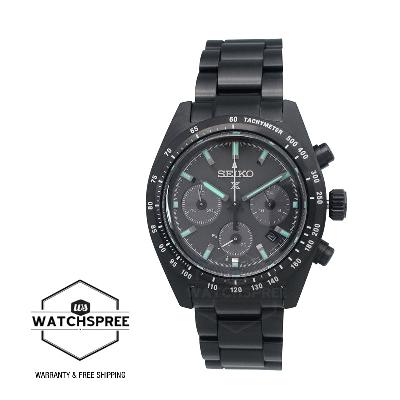 Seiko Prospex Solar Chronograph Speedtimer The Black Series Black Stainless Steel Band Watch SSC917P1