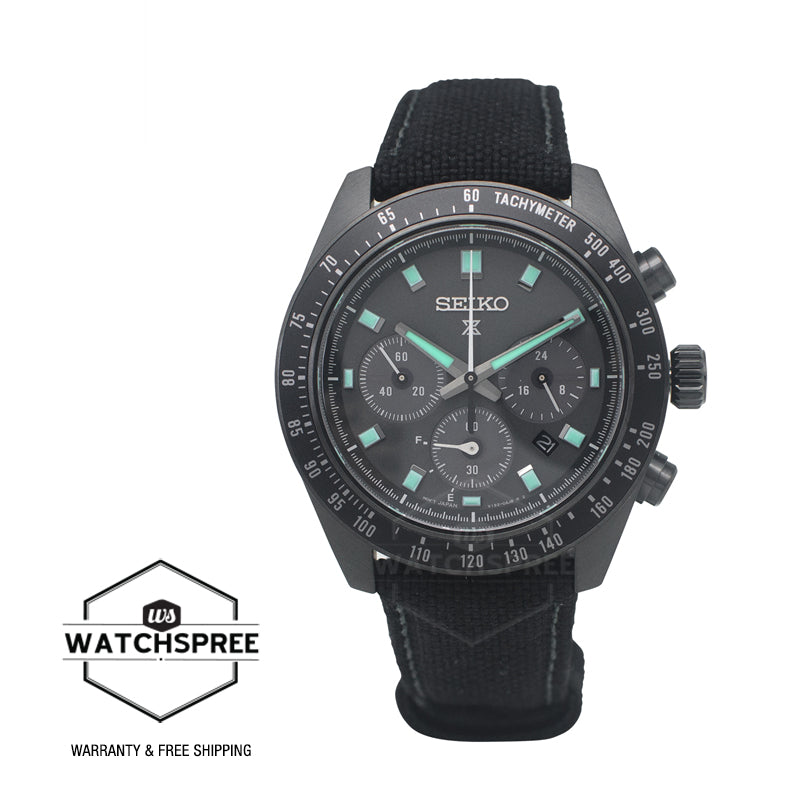 Seiko Prospex Solar Chronograph Speedtimer The Black Series Black Nylon Strap Watch SSC923P1