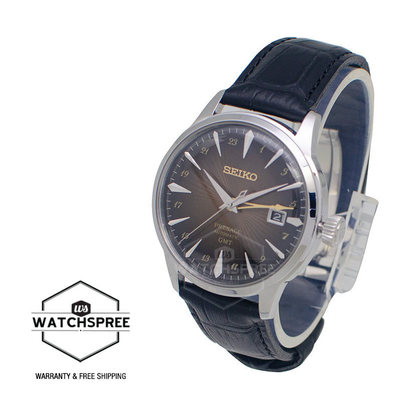 Seiko Presage (Japan Made) Automatic GMT Cocktail Time Black Calf Leather Strap Watch SSK039J1 (LOCAL BUYERS ONLY)