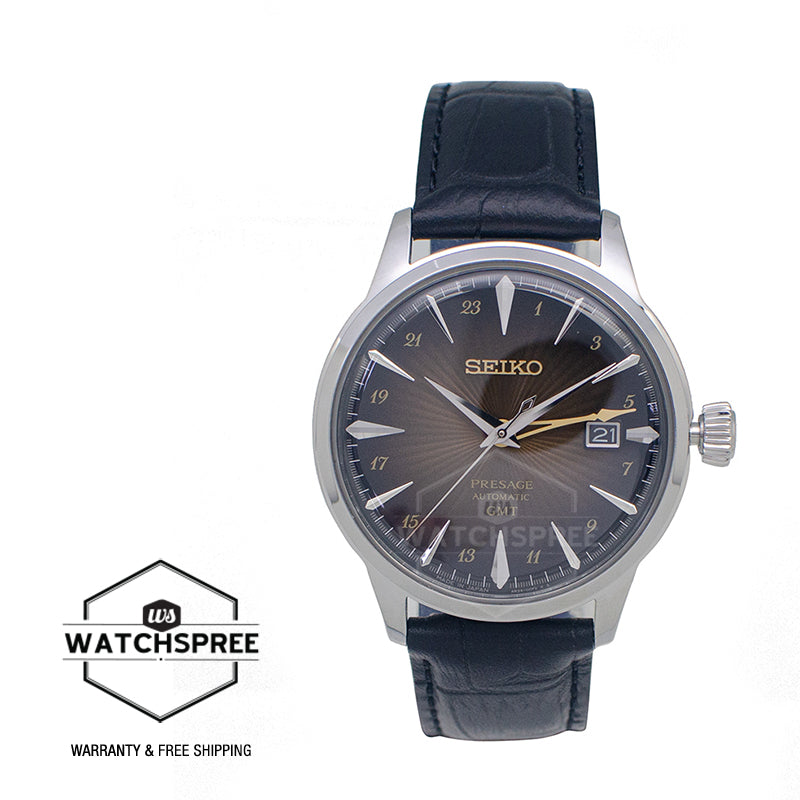 Seiko Presage (Japan Made) Automatic GMT Cocktail Time Black Calf Leather Strap Watch SSK039J1 (LOCAL BUYERS ONLY)