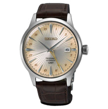 Load image into Gallery viewer, Seiko Presage (Japan Made) Automatic GMT Cocktail Time Dark Brown Calf Leather Strap Watch SSK041J1
