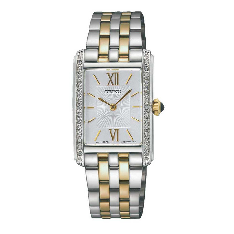 Seiko Women's Quartz Conceptual Regular Rectangular Two-Tone Stainless Steel Band Watch SWR093P1