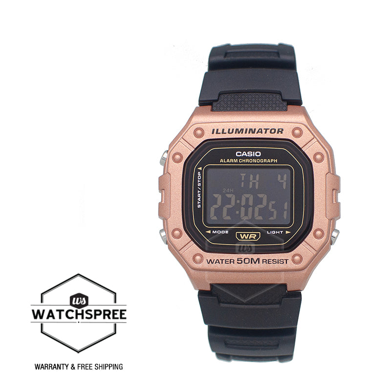 Casio Digital Black Resin Band Watch W218HM-5B W-218HM-5B