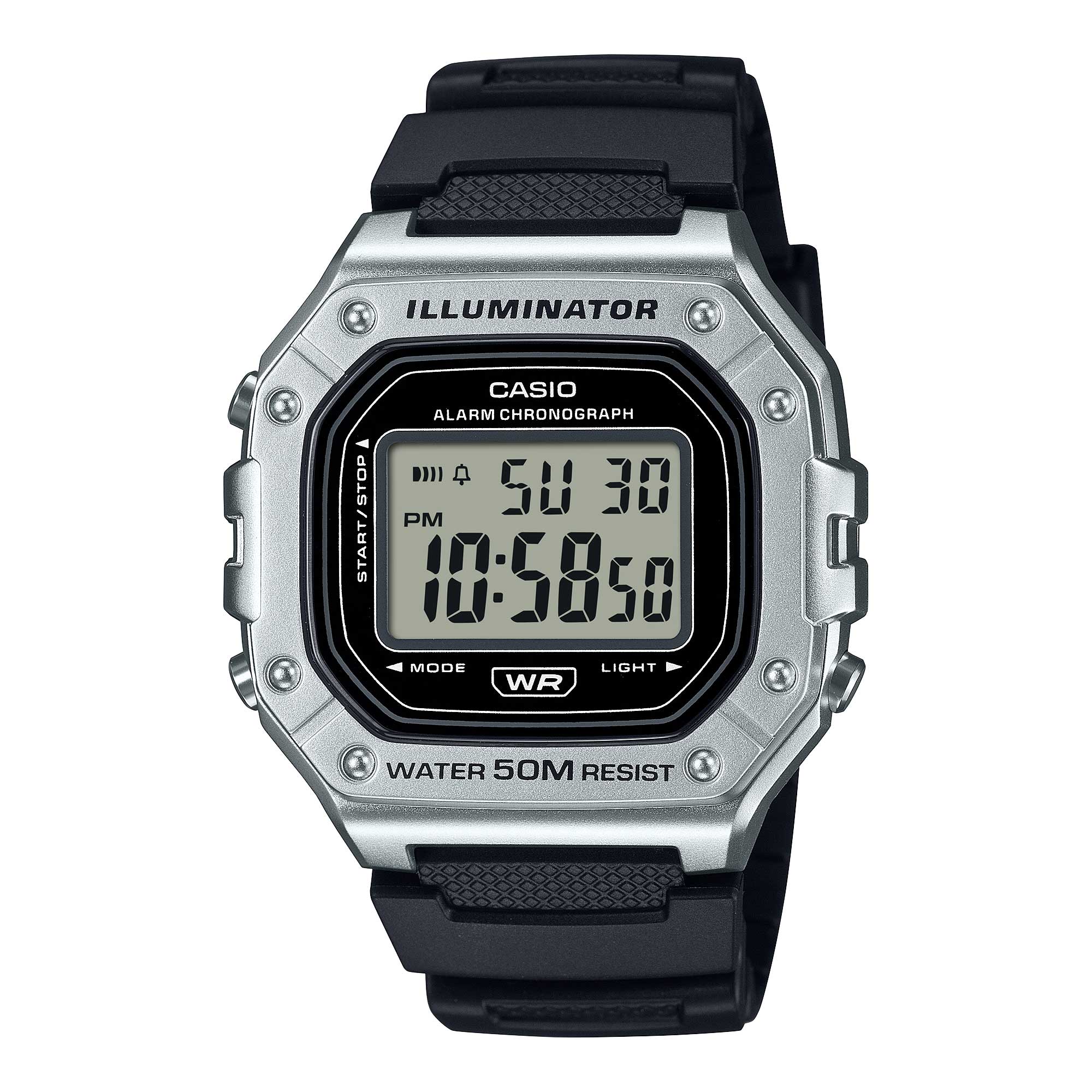 Casio Digital Black Resin Band Watch W218HM-7A W-218HM-7A