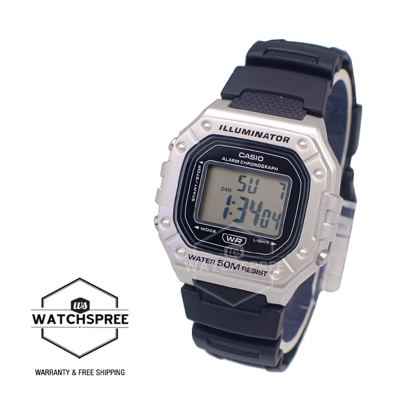 Casio Digital Black Resin Band Watch W218HM-7A W-218HM-7A